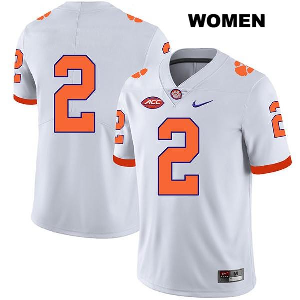 Women's Clemson Tigers #2 Frank Ladson Jr. Stitched White Legend Authentic Nike No Name NCAA College Football Jersey NWD0246MB